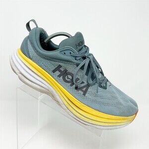 HOKA Bondi 8 Men's Road Running Shoes Blue/Teal Yellow Midsole Size 12.5 4E